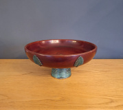 SOLD-Ciotola-centrotavola-Art-Deco-in-legno-tornito-e-bronzo-Italia-anni-30