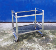 SOLD-Carrello-bar-in-alluminio-e-vetro-produzione-AV-Handwerk-anni-70