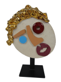 SOLD-Scultura-in-ceramica-Enrico-Baj-bottega-Gatti-La-favorita-del-presidente-SOLD