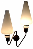SOLD-Applique-a-due-luci-anni-50-in-ottone-e-vetro