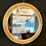 SOLD-Specchio-Narciso-in-ottone-di-Sergio-Mazza-per-Artemide-anni-60