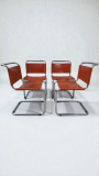 SOLD-Set-4-sedie-cantilever-nello-stile-di-Mart-Stam-produzione-Steel-Line-Italia-anni-80