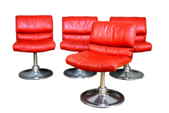 SOLD-Set-4-sedie-in-pelle-di-Yrjo-Kukkapuro-per-Haimi-anni-60