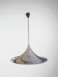 Lampadario-a-sospensione-in-metallo-cromato-modello-Semi-Maxi-di-Bonderup-Thorup-per-Fog-Morup-Danimarca-anni-70-