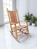 Sedia-a-dondolo-in-rovere-e-rattan-Stati-Uniti-anni-60